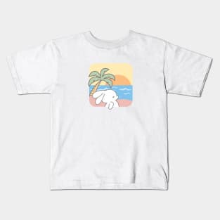 Sunset Serenade: Loppi Tokki Rabbit's Evening by the Shore Kids T-Shirt